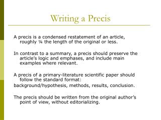 Writing a Precis