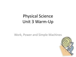 Physical Science Unit 3 Warm-Up