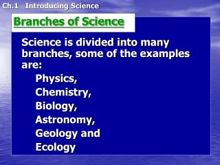 Branches of Science