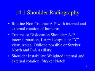 14.1 Shoulder Radiography