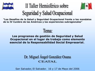 II Taller Hemisférico sobre Seguridad y Salud Ocupacional