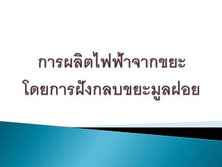 การผลิตไฟฟ้าจากขยะ โดยการฝังกลบขยะมูลฝอย