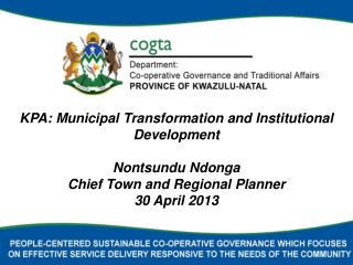 FRAMING OF TRANSFORMATION AND INSTITUTIONAL DEVELOPMENT ISSUES