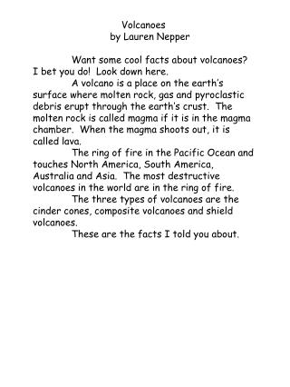 Volcanoes 		by Lauren Nepper