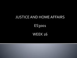JUSTICE AND HOME AFFAIRS ES3001 WEEK 16