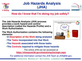 Job Hazards Analysis (JHA)