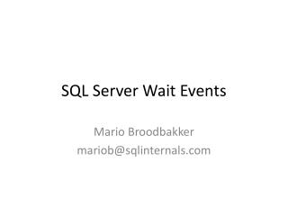 SQL Server Wait Events