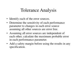 Tolerance Analysis