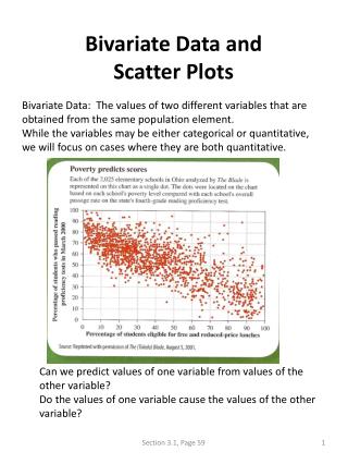 Bivariate Data and Scatter Plots