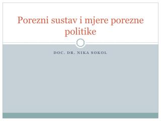 Porezni sustav i mjere porezne politike