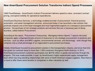 New AmeriQuest Procurement Solution Transforms