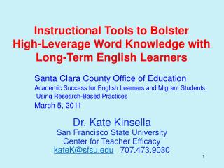 Instructional Tools to Bolster High-Leverage Word Knowledge with Long-Term English Learners