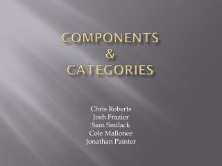 Components &amp; Categories
