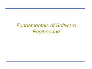 Fundamentals of Software Engineering