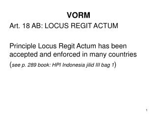 VORM Art. 18 AB: LOCUS REGIT ACTUM