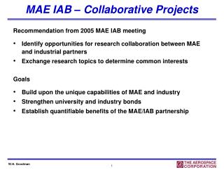 MAE IAB – Collaborative Projects