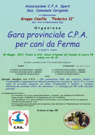 Associazione C.P.A. Sport Sez. Comunale Cerignola in collaborazione