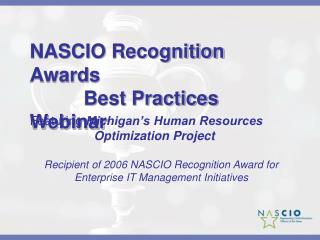 NASCIO Recognition Awards 	 Best Practices Webinar