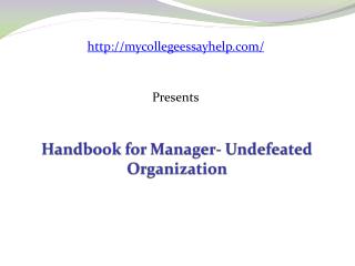 Handbook for Manager