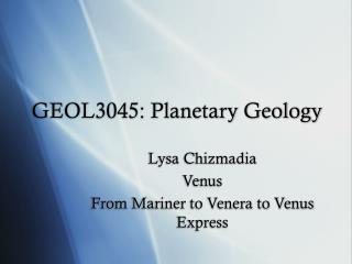 GEOL3045: Planetary Geology