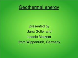 Geothermal energy