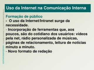 Uso da Internet na Comunicação Interna