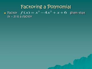 Factoring a Polynomial