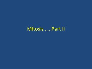 Mitosis …. Part II