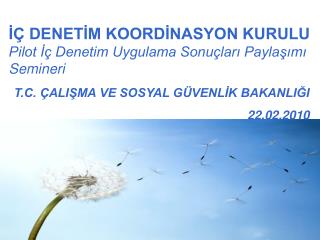 İÇ DENETİM KOORDİNASYON KURULU Pilot İç Denetim Uygulama Sonuçları Paylaşımı Semineri