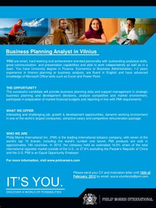 Business Planning Analyst in Vilnius