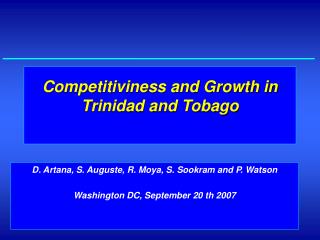 Competitiviness and Growth in Trinidad and Tobago