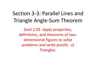 Section 3-3: Parallel Lines and Triangle Angle-Sum Theorem