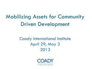 Mobilizing Assets for Community Driven Development