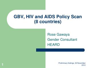 GBV, HIV and AIDS Policy Scan (8 countries)