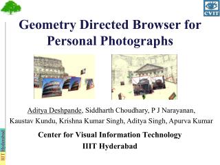 Geometry Directed Browser for Personal Photographs