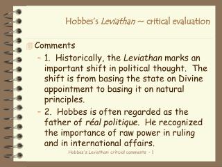 Hobbes’s Leviathan ~ critical evaluation