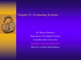 Chapter 21: Evaluating Systems
