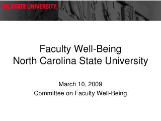 Faculty Well-Being North Carolina State University
