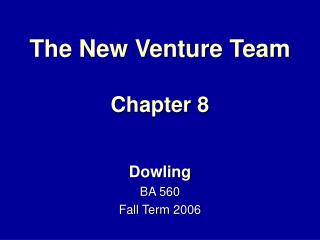 The New Venture Team Chapter 8