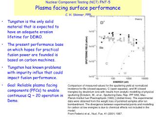 Nuclear Component Testing (NCT) FNT-5 Plasma facing surface performance C. H. Skinner, PPPL