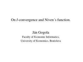 On I -convergence and Niven´s function.