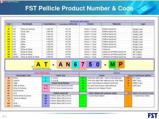 FST Pellicle Product Number &amp; Code