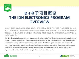 IDH 电子项目概览 THE IDH ELECTRONICS PROGRAM OVERVIEW
