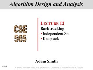 Algorithm Design and Analysis