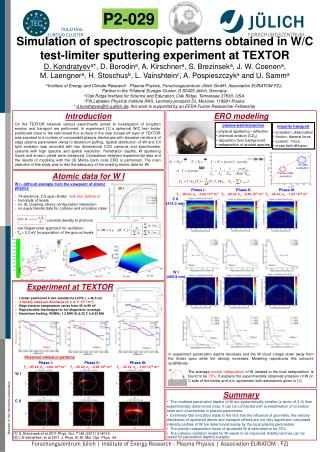 Simulation of spectroscopic patterns obtained in W/C test-limiter sputtering experiment at TEXTOR