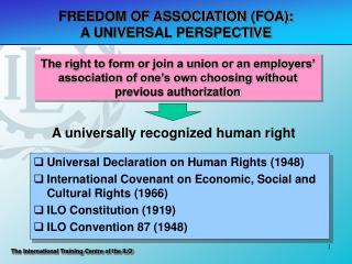 FREEDOM OF ASSOCIATION (FOA): A UNIVERSAL PERSPECTIVE