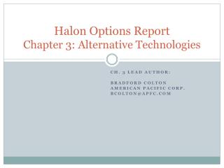 Halon Options Report Chapter 3: Alternative Technologies