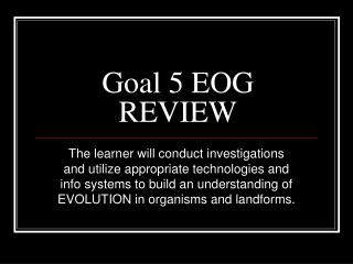Goal 5 EOG REVIEW