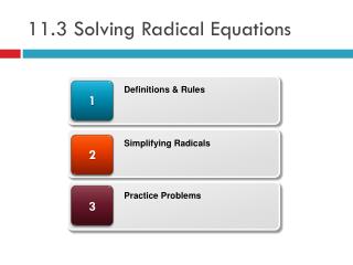 11.3 Solving Radical Equations