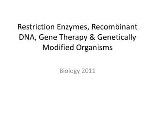 Restriction Enzymes, Recombinant DNA, Gene Therapy &amp; Genetically Modified Organisms